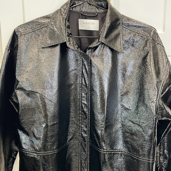 Aritzia Babaton Pelli Shirt Jacket Black/Vegan Leather - Picture 2 of 10